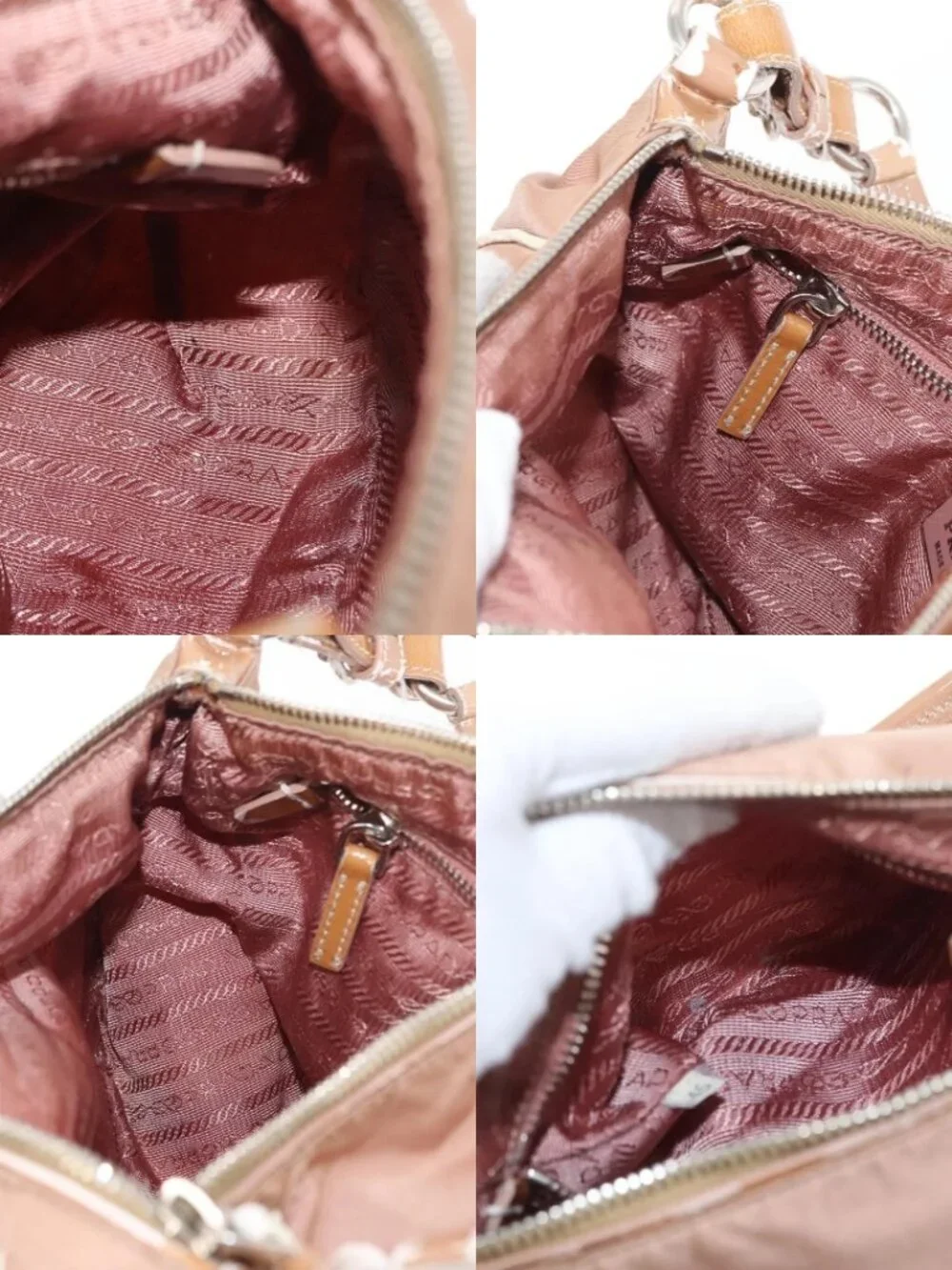 PRADA Shoulder Bag Nylon Beige Silver Auth 169041 - Picture 15 of 16